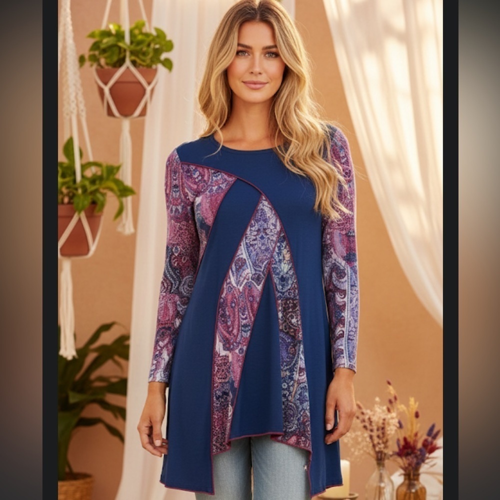 Colorful Asymmetrical Tunic Top size Calessa size small